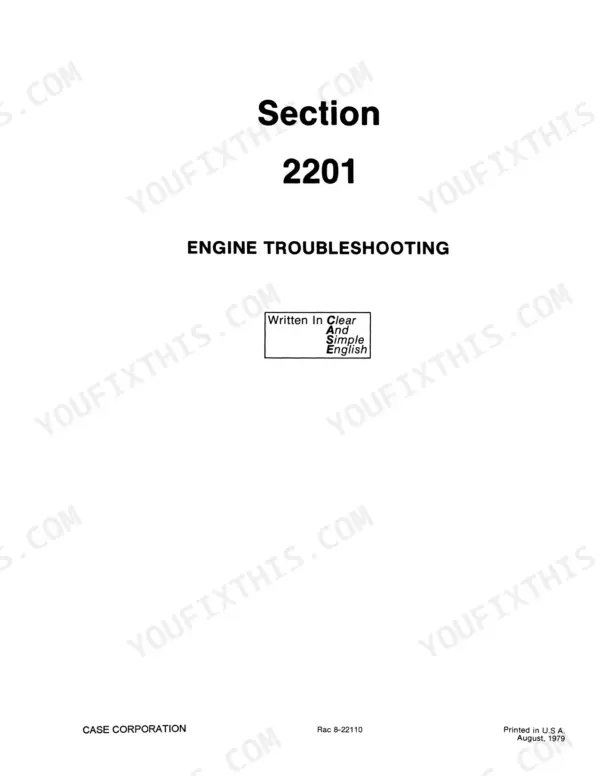 Case 4890 Service Manual — Section 2201 Engine Troubleshooting title page