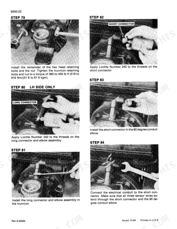 Case 4894 tractor axle and planetary assembly steps with numbered photos (section 6250)