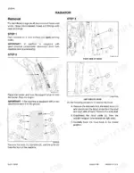 case-570mxt-loader-landscaper-repair-manual-87728463-procedures-26.webp Case 570MXT radiator removal procedure, including hood strut, cable disconnection, and front grille bolt removal diagrams.