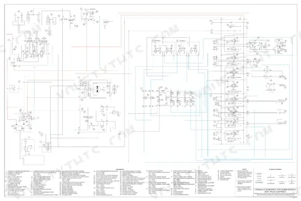 Case 580M, 580SM, 580SM+, 590SM Series 2 hydraulic schematic diagram with pilot controls and component reference list.