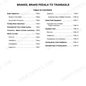 Case 584E, 585E, 586E Service Manual — Section 7106 Brakes, Brake Pedals to Transaxle contents page