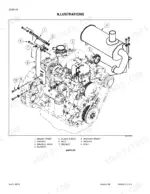 case-586g-588g-forklift-repair-manual-87728464-exploded-view-38.webp Case 586G, 588G exploded view diagram of engine muffler, mounting brackets, and hardware components.