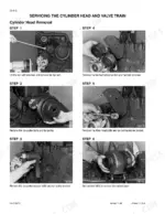 Case 6-590, 6T-590, 6TA-590 cylinder head removal steps showing fan belt, pulley, bracket, and turbocharger removal procedures.