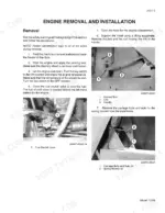 case-8860-8860hp-8870-8880-windrower-tractor-service-manual-rac-6-22460-procedures-53.webp Case 8860, 8860HP, 8870, 8880 engine removal procedure showing fuel shutoff valve, hood link, and spring mount components.
