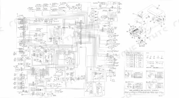 Case 9060, 9000 electrical schematic diagram showing wiring, relays, switches, and color symbol table for excavator systems.
