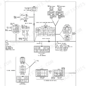 Case CX50B electrical system wiring diagram showing main harness H-1 connector details, relays, and splices.