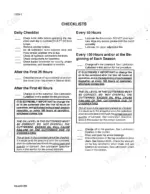 case-ih-8309-8312-rotary-mower-conditioner-service-manual-rac-8-95590-maintenance-22.webp Case IH 8309, 8312 maintenance checklist page detailing daily, 25, 40, 50, and 100-hour service intervals and cutterbed oil procedures.