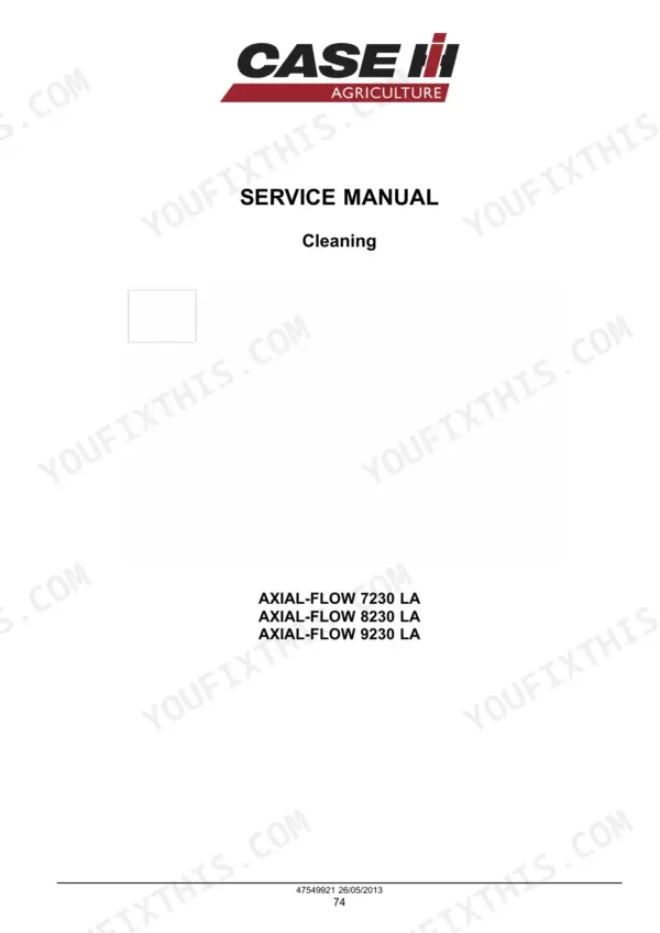 Case IH Axial-Flow 7230, 8230, 9230 service manual, Cleaning section title page (page 3812)