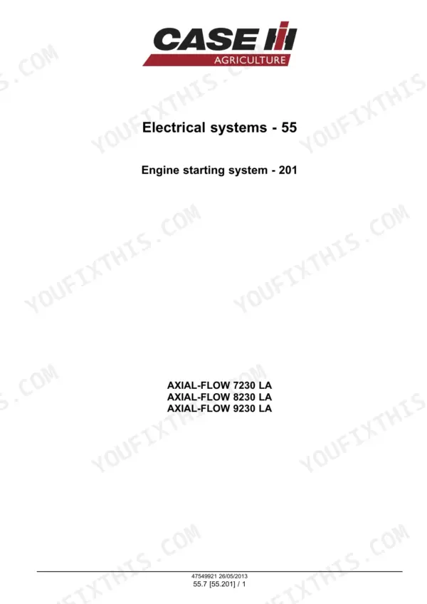 Case IH Axial-Flow 7230, 8230, 9230 service manual, Electrical systems 55 engine starting system 201 divider (page 1866)