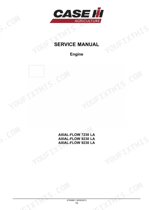 Case IH Axial-Flow 7230, 8230, 9230 service manual, Engine section title page (page 40)
