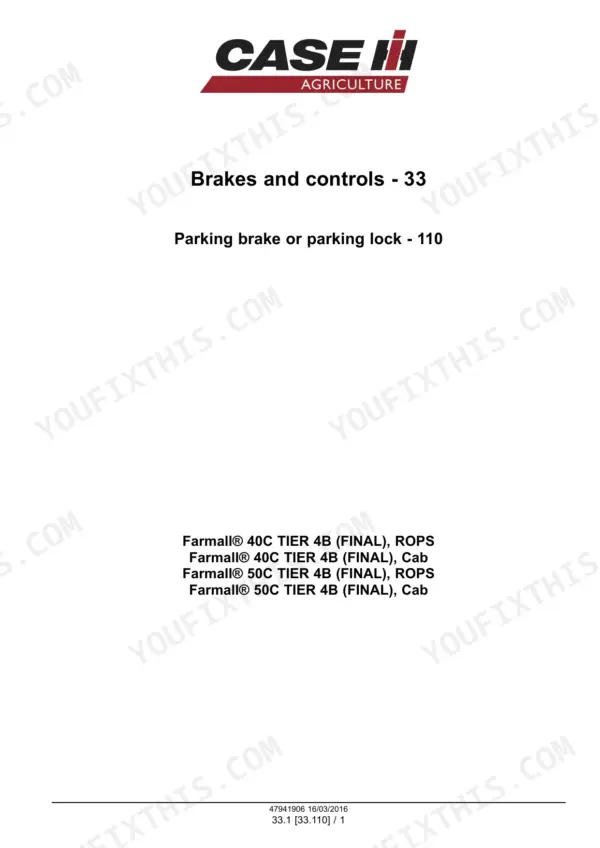 case-ih-farmall-40c-50c-service-manual-page-596-1.webp Case IH Farmall 40C 50C service manual, Brakes and controls section divider, parking brake and parking lock (page 596)