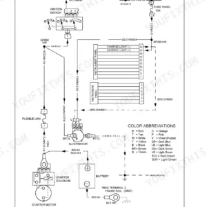 Case IH Farmall 45A, Farmall 55A wiring diagram for the charging circuit, including alternator, starter, and instrument panel.