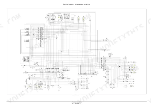Case IH Farmall 65A-115A electrical system wiring diagram showing harnesses, connectors, and component pinouts.