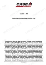 case-ih-farmall-75c-115c-service-manual-page-124.webp Case IH Farmall 75C-115C service manual title page for section 18 Clutch, mechanical release control, listing cab and platform variants