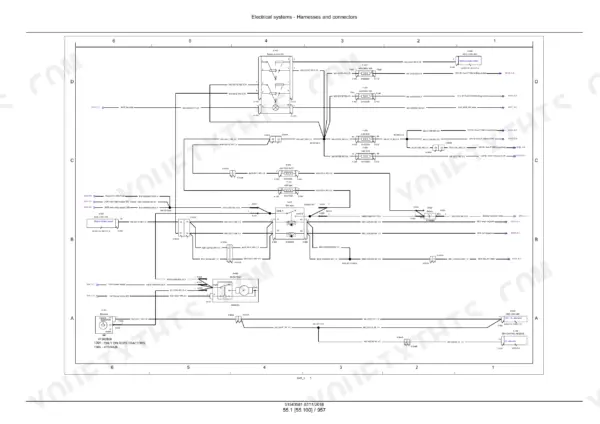 Case IH Farmall 90C, 100C, 110C, 120C electrical wiring diagram showing battery isolator, fuses, relays, and alternator connections.