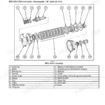 Case IH Magnum 180, 190, 210 MFD input shaft and M clutch assembly exploded view with numbered parts list
