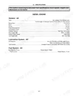 case-ih-mx210-mx240-tractor-operator-manual-6-36200eng-specs-313.webp Case IH MX210, MX240 diesel engine specifications table including bore, stroke, compression ratio, and lubrication system data.