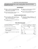 case-ih-mx210-mx285-series-tractor-operator-manual-6-31483-maintenance-347.webp Case IH MX210, MX230, MX255, MX285 maintenance manual page showing environmental guidelines, plastic cleaning, and tool box removal.