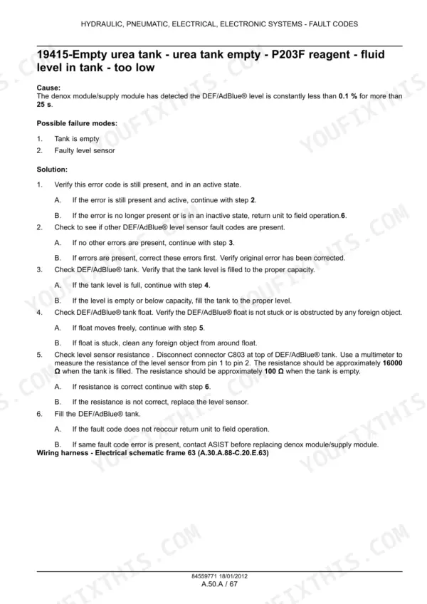 case-ih-titan-3030-3530-4030-4530-floater-service-manual-84559771-troubleshooting-319-1.webp Case IH Titan fault code 19415 empty urea tank: cause, possible failure modes and solution steps