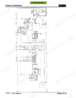 clark-cmp-15-variants-forklift-service-manual-wiring-170.webp Clark CMP 15-30 electrical system wiring diagram showing cranking motor, alternator, fuel shut-off solenoid, and fuse circuits.