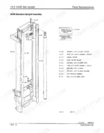 clark-gcs-variants-forklift-truck-service-manual-sm520-boom-parts-863.webp Clark GCS, GPS Series HIVIS Standard Upright assembly exploded view, parts list, and lift cylinder components.