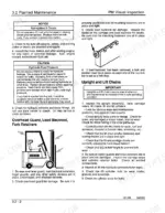 clark-gcs-variants-forklift-truck-service-manual-sm520-procedures-43.webp Clark GCS, GPS Series manual: Planned maintenance procedures for load backrest, upright, and lift chains.