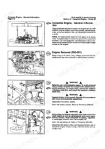 cummins-b3-9-b5-9-engine-troubleshooting-and-repair-manual-3666087-01-procedures-132.webp Cummins B3.9, B5.9 engine removal procedures, including battery disconnection, coolant draining, and oil removal diagrams.