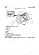 Cummins QSB4.5, QSB6.7 fuel system flow diagram showing fuel pump, filter, rail, and injector component connections.