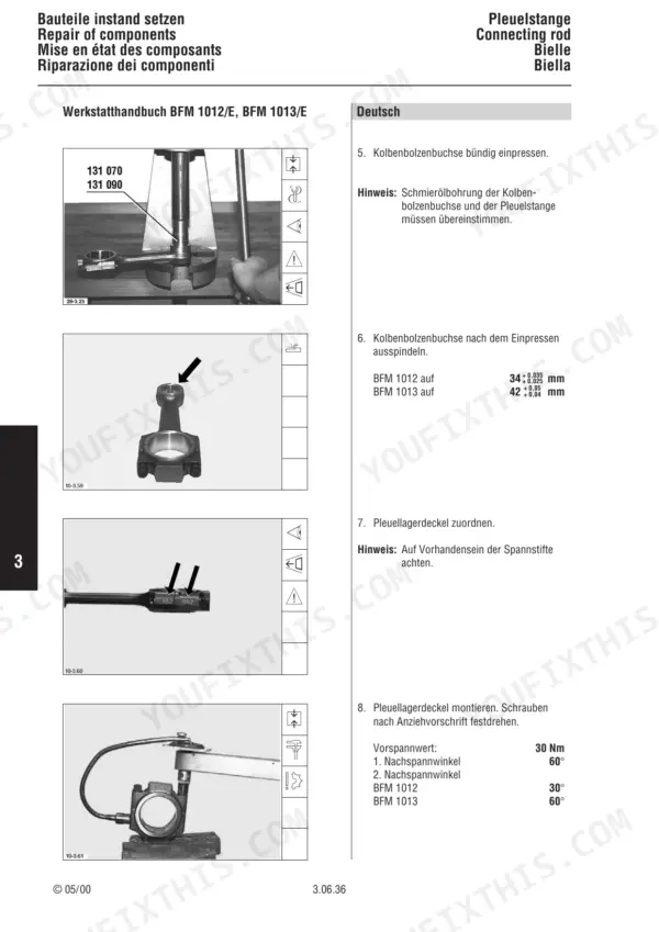Deutz BFM 1012/1013 connecting rod repair