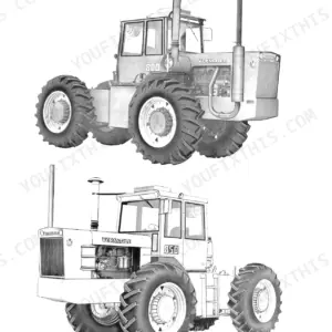 Versatile 800, 850 tractor exterior view illustrations showing the 4WD tractor body, cab, and engine compartment layout.