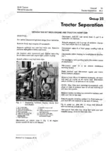 f4565e3c-b-procedures-23 John Deere 2130 tractor separation procedure, showing engine and front end removal steps with numbered component diagram.