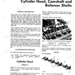 John Deere 2130 engine manual: cylinder head, camshaft, and balancer shaft removal and rocker arm assembly diagrams.