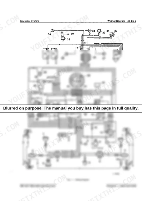 John Deere 2040, 2240 electrical system wiring diagram showing instrument cluster, ignition switch, and lighting connections.