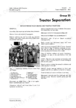 fcbeac39-b2-procedures-23 John Deere 1020, 1120, 1630 tractor separation procedure, engine and front end removal diagram with numbered component list.