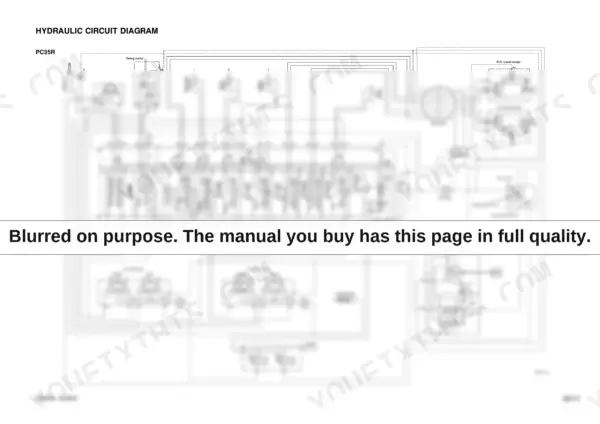 Komatsu PC35R-8, PC45R-8 hydraulic circuit diagram showing control valves, PPC valves, cylinders, and travel motors.