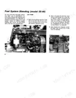 fiatagri-55-46-65-46-tractor-operator-manual-603-64-016-00r-procedures-46.webp Fiat 55-46, 65-46: Fuel system bleeding procedure for CAV pump, showing fuel line connections, pump lever, and bleed screws.