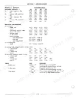 Flexi-coil 55, 65, 65 XL, 65 XLT, 744A, SP655 specifications table for Model 55 sprayer weights, dimensions, tire sizes, and pressures.