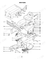 ford-lgt-12h-lgt-17h-garden-tractor-operator-manual-238242-chassis-parts-28.webp Ford LGT 12H, LGT 17H, 09GN2205, 09GN2206 exploded view diagram of tractor body parts, hood, seat, and chassis components.