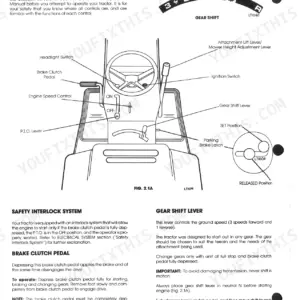 Ford LT 8, 09GN2108 operator manual controls and operation diagram showing gear shift, brake clutch, PTO lever, and parking brake.