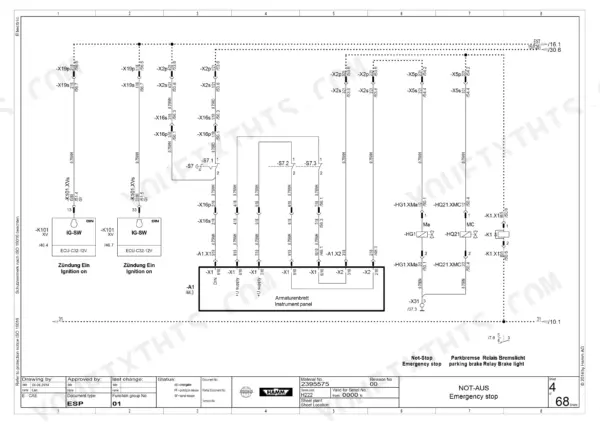 hamm-h-5i-variants-compactor-service-training-2416229-wiring-112.webp Hamm H 5i, H 7i wiring diagram for emergency stop, instrument panel, and ignition circuits.