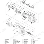 Hitachi Zaxis 30, 35, 40, 50 exploded view diagram of the hydraulic pump device and component parts list.