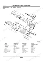 hitachi-zaxis-30-zaxis-35-zaxis-40-zaxis-50-excavator-workshop-manual-km-1lse-exploded-view-71.webp Hitachi Zaxis 30, 35, 40, 50 exploded view diagram of the upperstructure pump device disassembly.