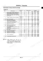 hitachi-zaxis-30-zaxis-35-zaxis-40-zaxis-50-excavator-workshop-manual-km-1lse-torque-42.webp Hitachi Zaxis 30, 35, 40, 50 tightening torque specifications table for engine, hydraulic, and chassis bolts.