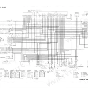 Honda TRX680FA, TRX680FGA complete electrical system wiring diagram with switch continuity tables and component labels.