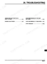 honda-trx680fa-trx680fga-atv-service-manual-wiring-557.webp Honda TRX680FA, TRX680FGA troubleshooting section index listing engine, performance, and handling diagnostic page references.