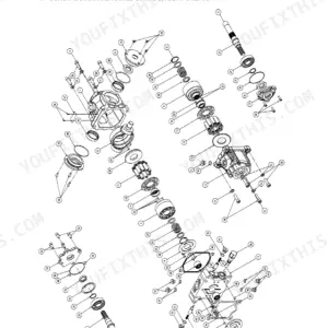 Iseki TH4330, TH4290, TH4260 hydrostatic transmission exploded view showing major component construction and numbered parts.