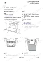 jcb-506-36-507-42-509-42-510-56-512-56-service-manual-body-and-framework-78-1.webp JCB 506-36 to 512-56 Loadall Service Manual - battery compartment cover removal and installation steps