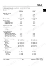 John Deere 1100, 1150, TEAMMATE II 2561R outboard planetary axle specifications table for gear, drive, and oil capacity.