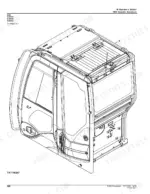 john-deere-135g-excavator-parts-catalog-pc11134-cab-parts-266.webp John Deere 135G excavator operator station cab enclosure exploded view diagram showing roof and frame structure.