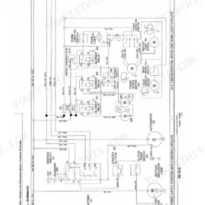 John Deere 2000, 2100, 2200, 2300, 2400 wiring schematic for cab heater fan, wiper, dome light, and charging circuits.
